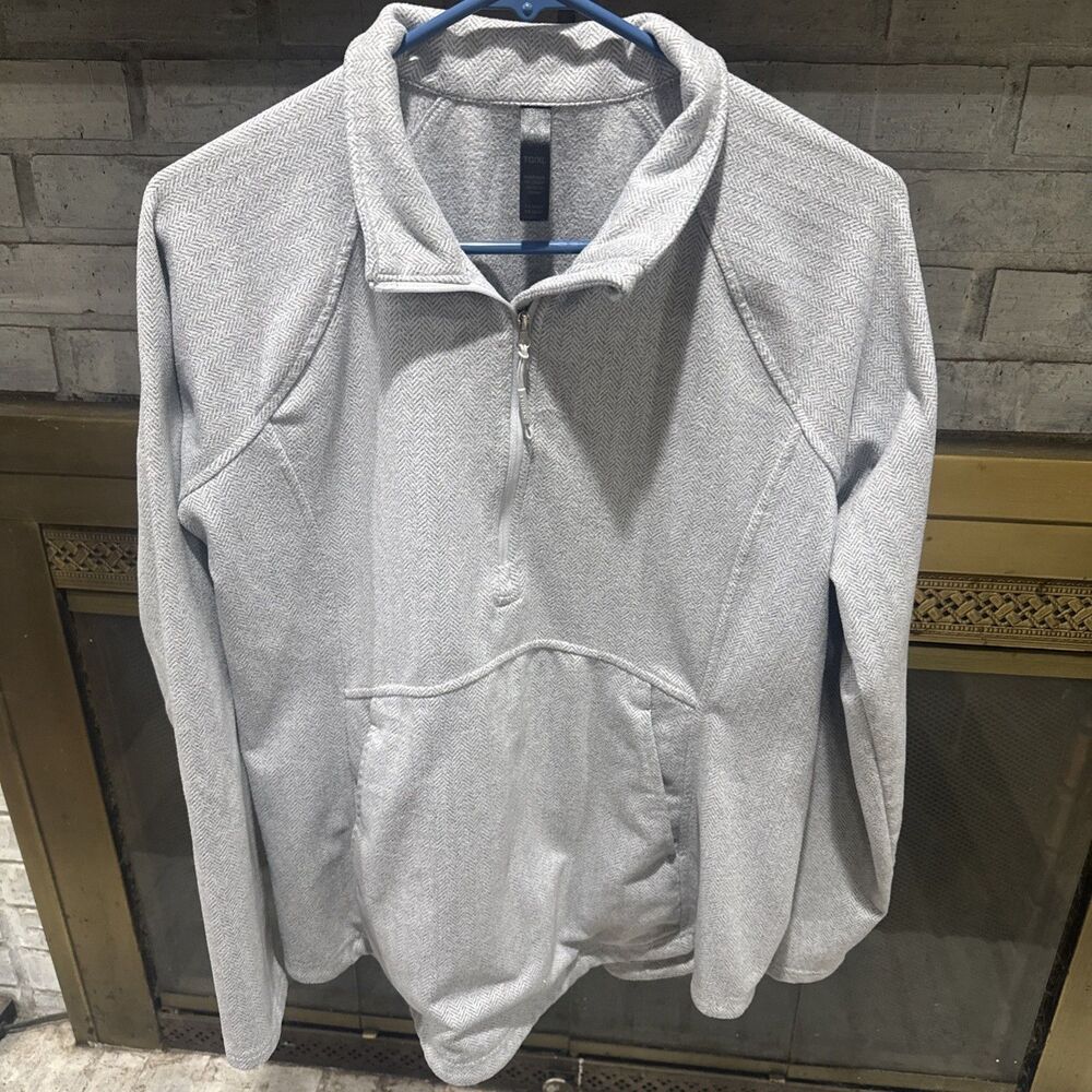 #322 KYODAN XL WOMENS ATHLETIC HERRINGBONE TOP 1/2 ZIP LIGHT GRAY